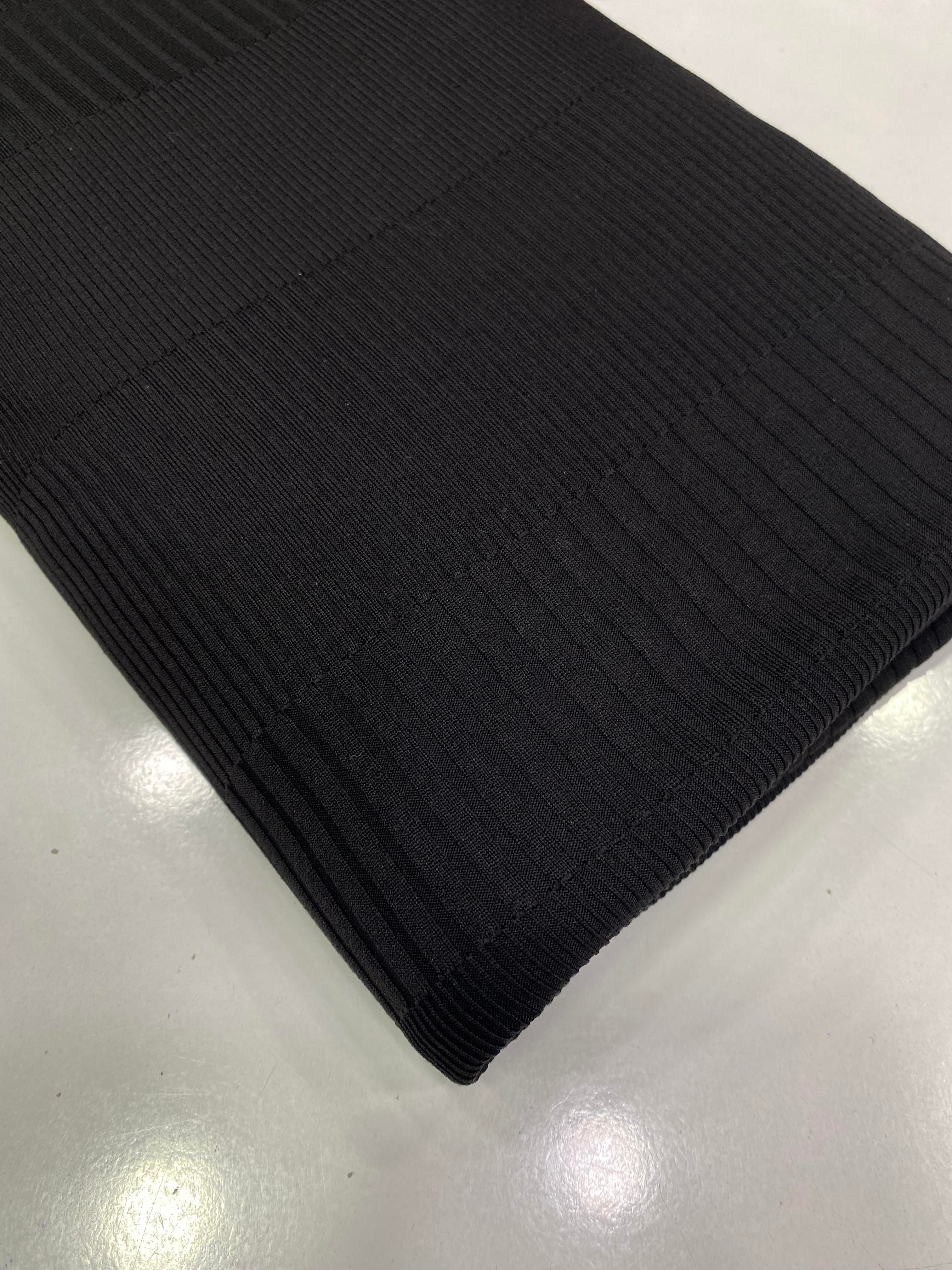 Geçişli Kaşkorse Örme Kumaş Siyah