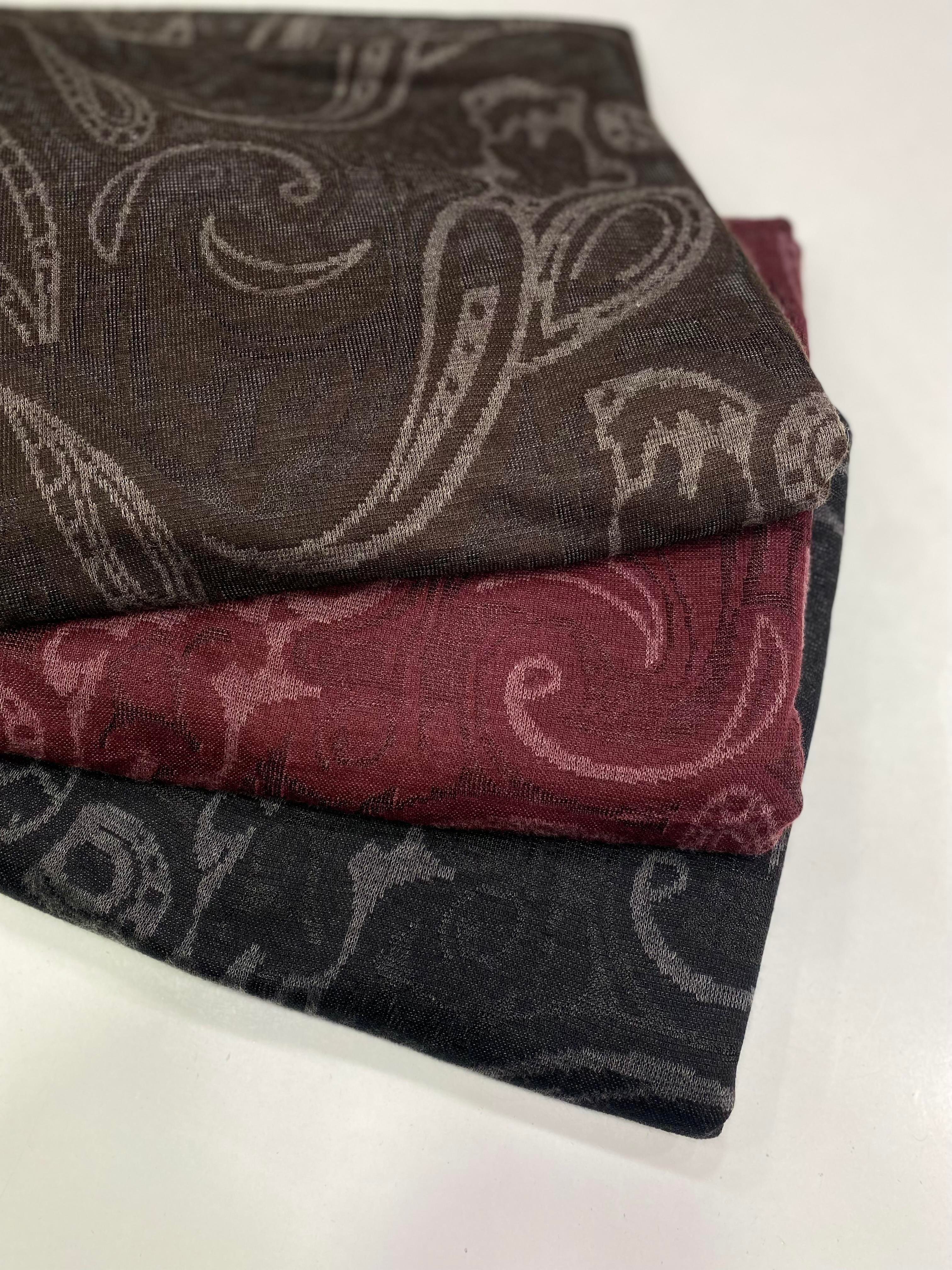 Şal Desenli Dökümlü İnce Merserize Örme Kumaş Kahve