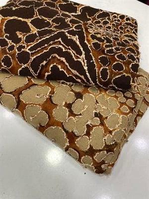 Yakma Leopar Desen Triko Örme Kumaş Kahve