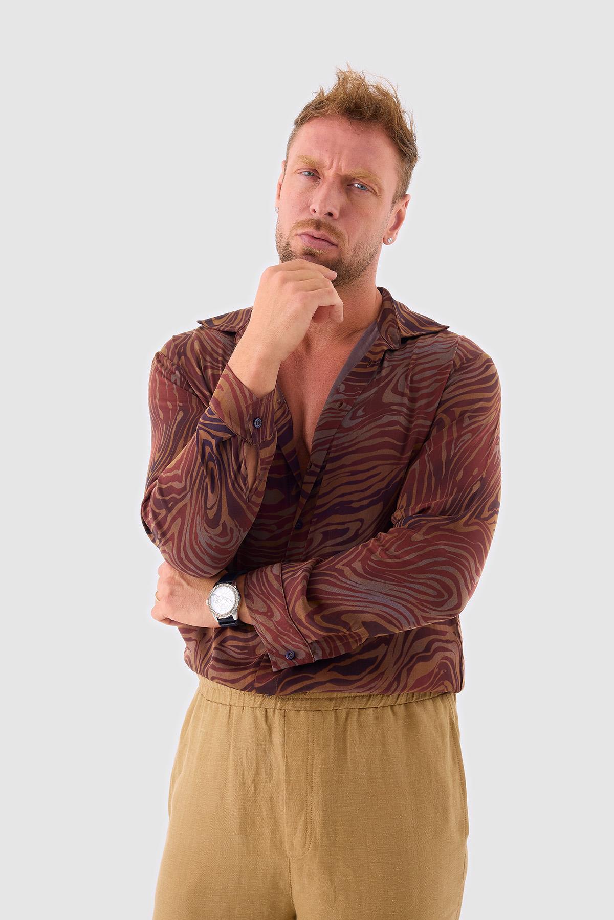 Brown Silk Shirt