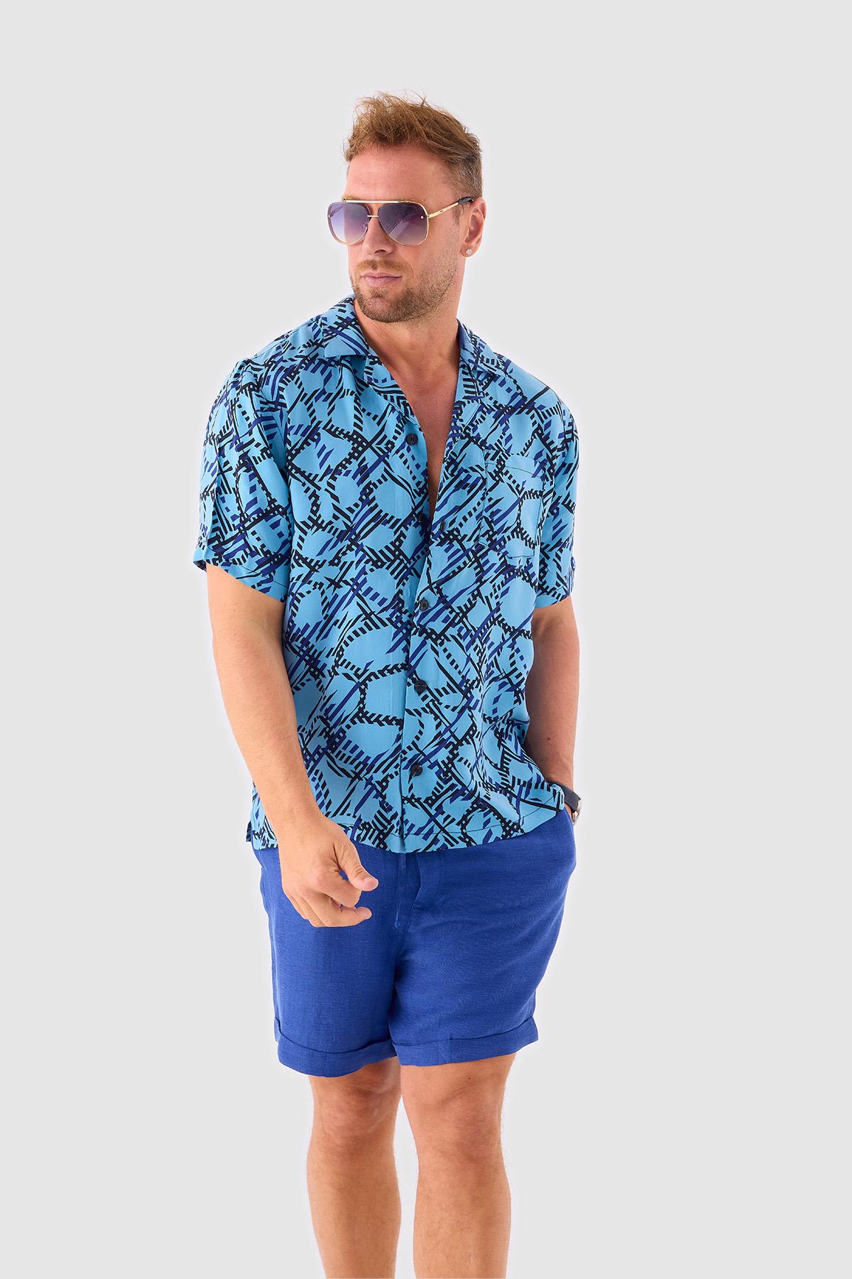 Deep Blue Fashion Capsule Patterned Blue Shirt