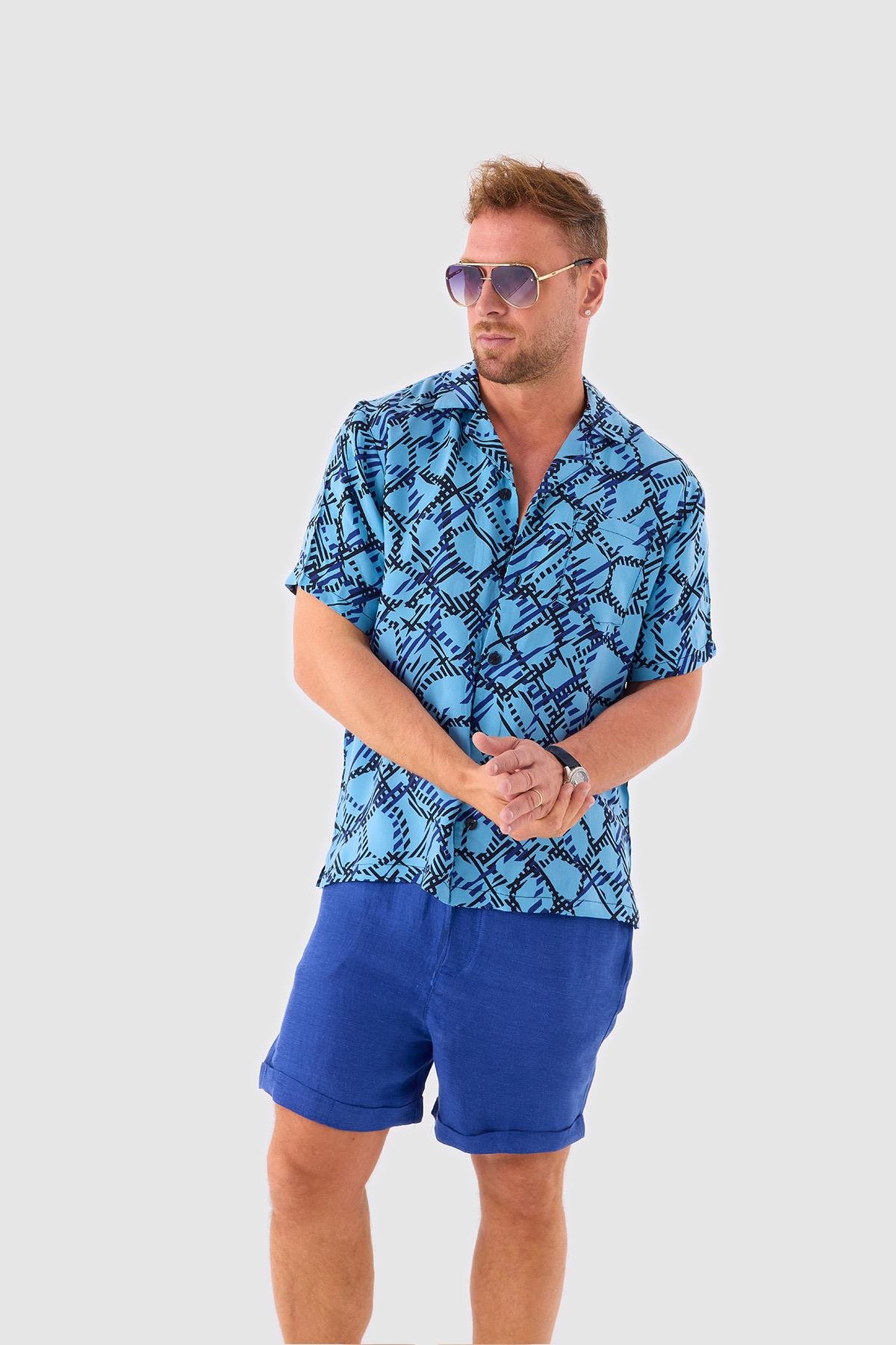 Deep Blue Fashion Capsule Patterned Blue Shirt