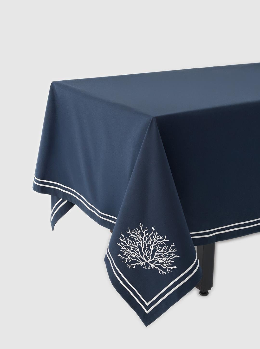 Navy Blue Coral Tablecloth