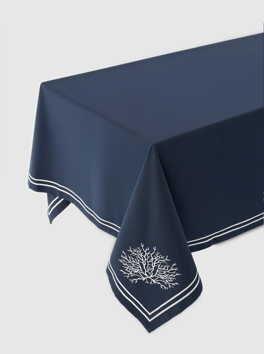 Navy Blue Coral Tablecloth