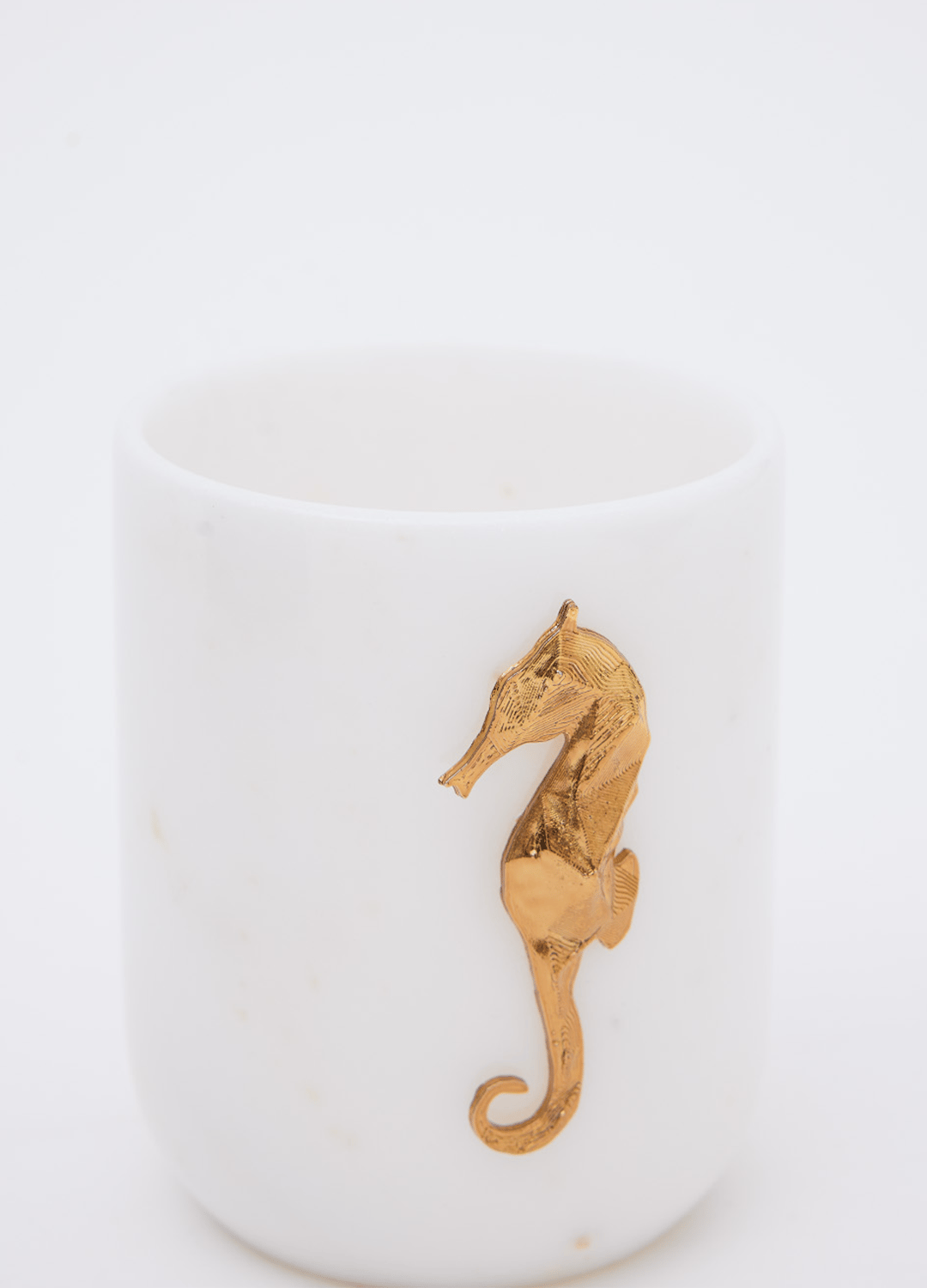 Seahorse-Embellished Marble Vase