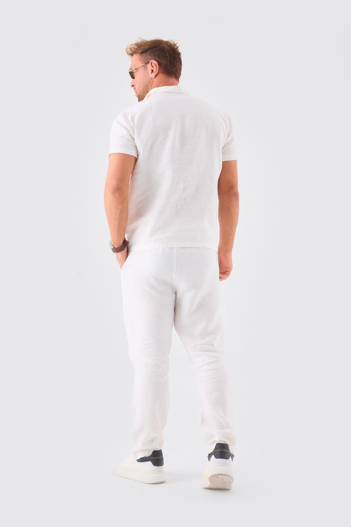 White Linen Polo 