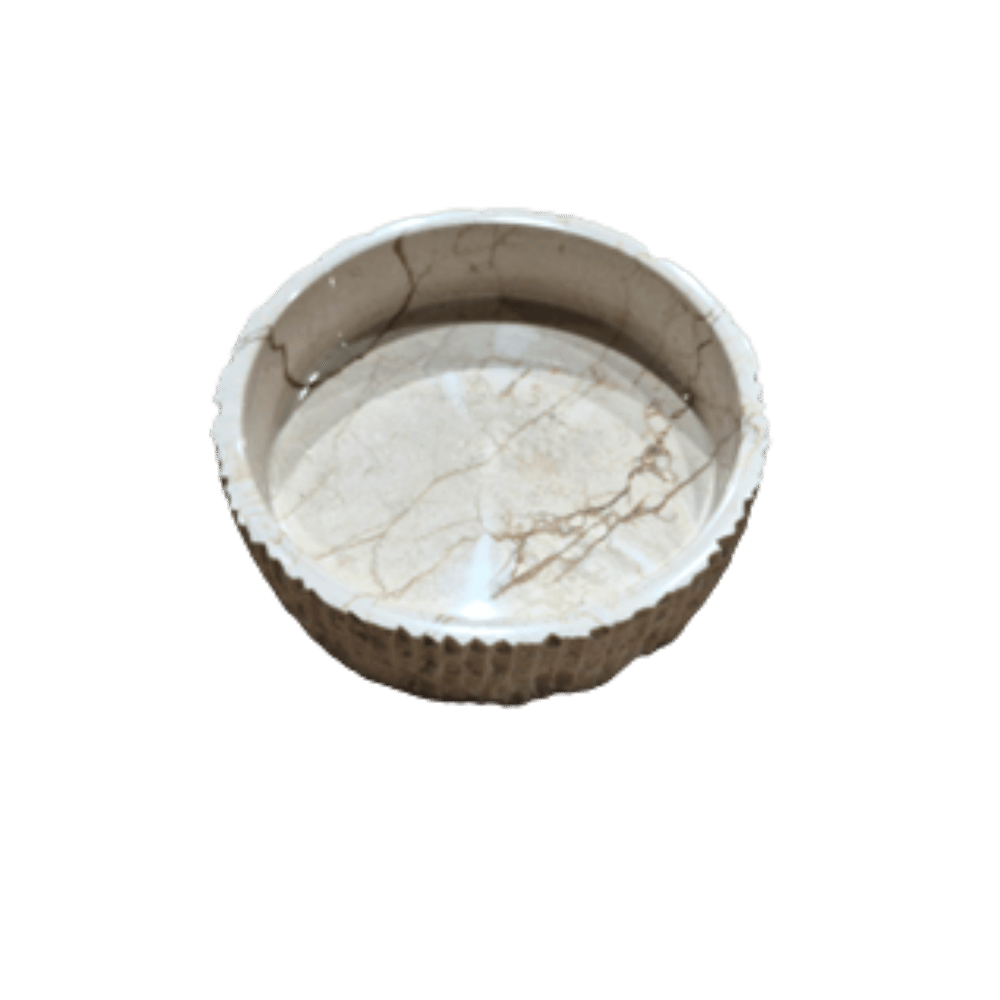 Bej Tarama Silindir Mermer Kase 22,5 x 7 cm