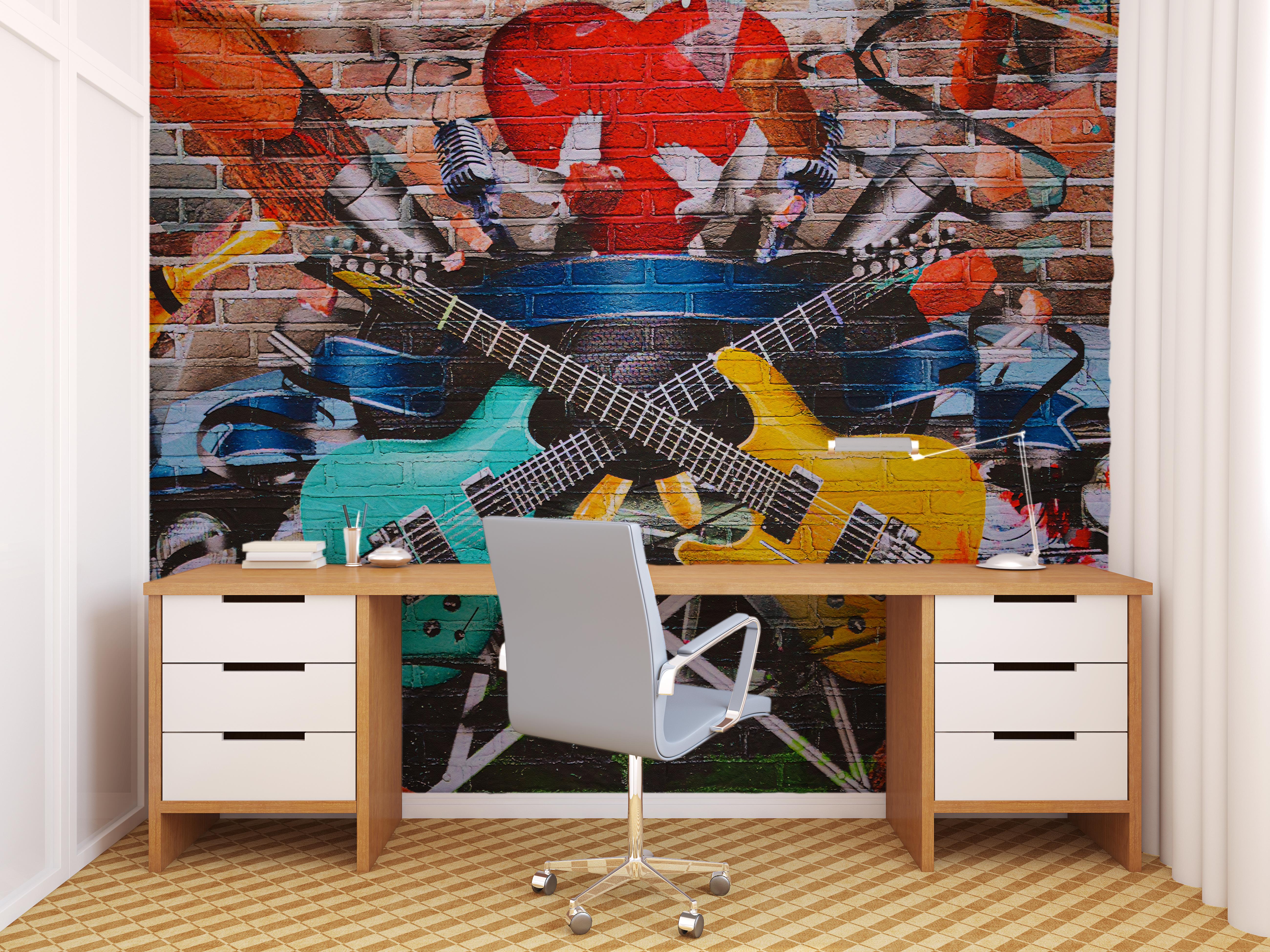 Gitar Graffiti Sanatsal Duvar Kağıdı