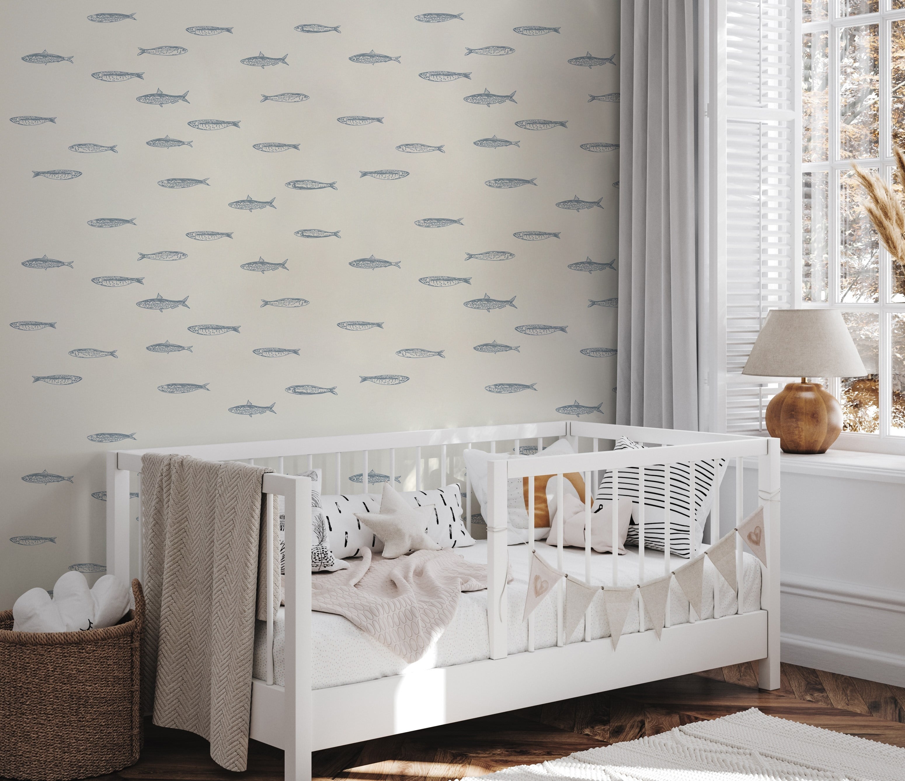 Kıyı Balıkları Soft Renk Sade Bebek & Çocuk Odası Duvar Kağıdı