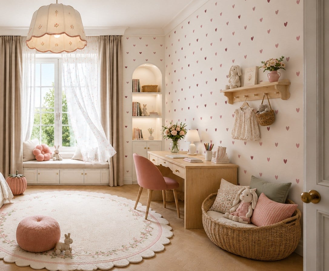 Minik Pembe Kalpler Bebek & Çocuk Odası Duvar Kağıdı