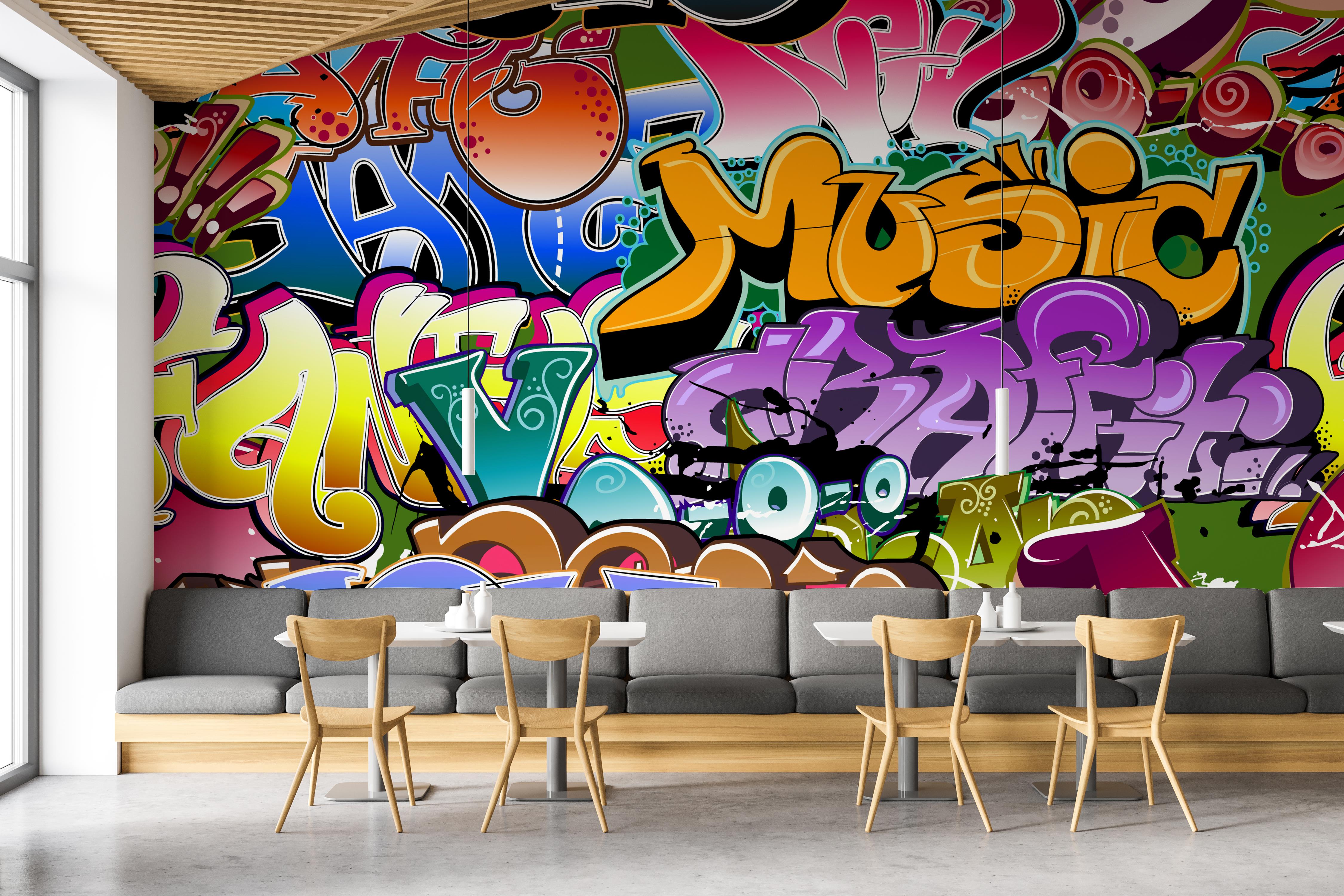 Music Graffiti Sanatsal Duvar Kağıdı