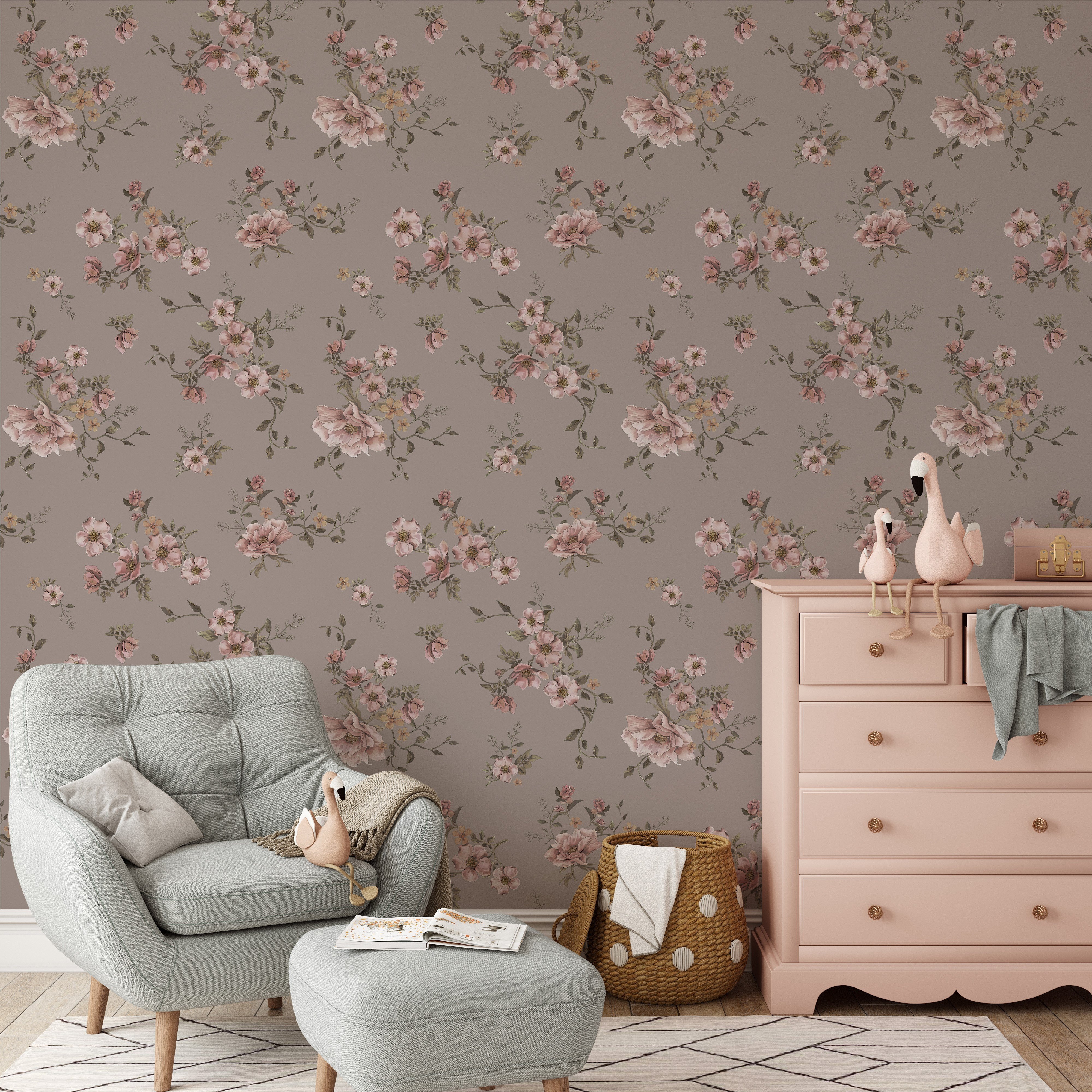 Pastel Pembe Çiçekler Soft Duvar Kağıdı