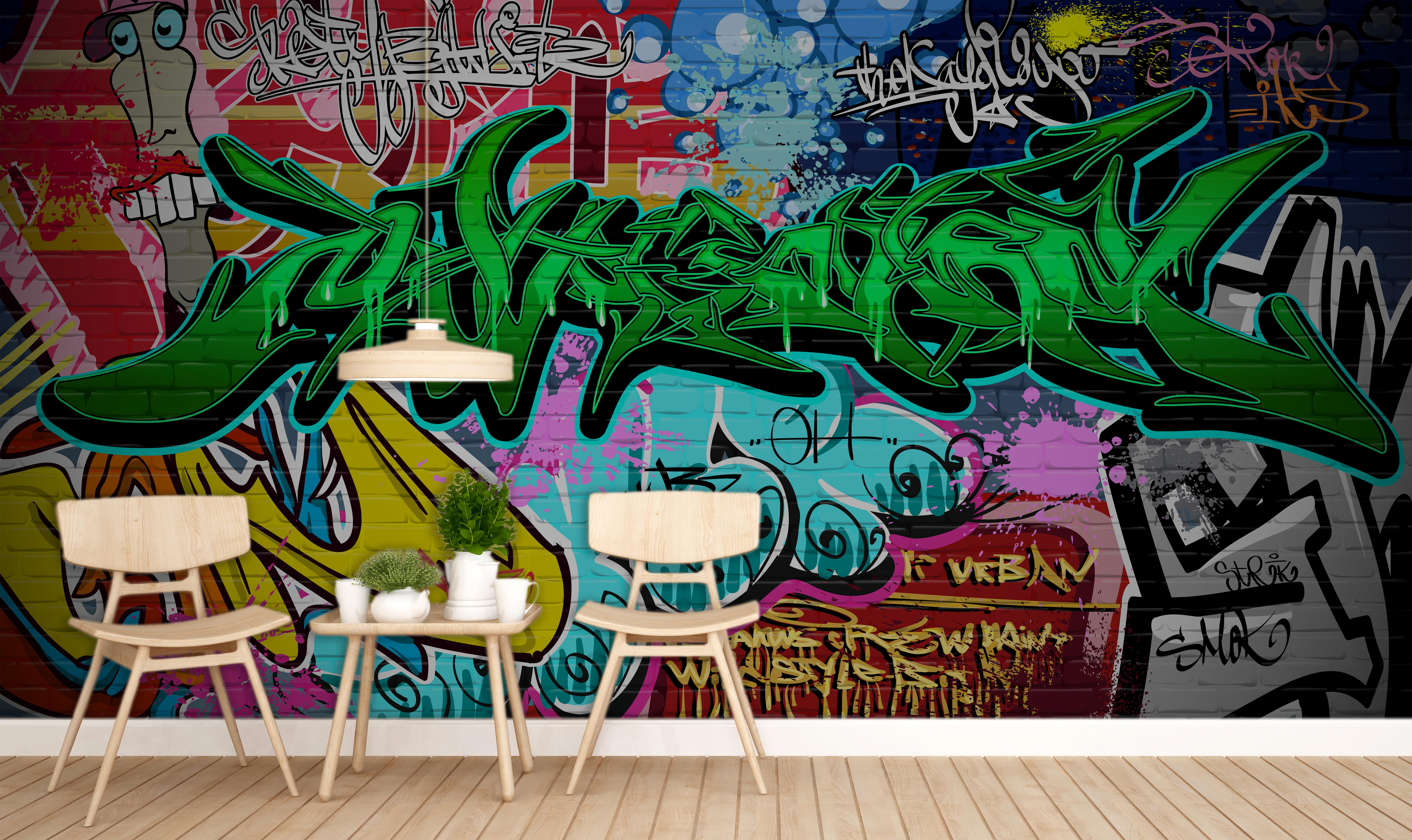 Yazı Graffiti Sanatsal Duvar Kağıdı