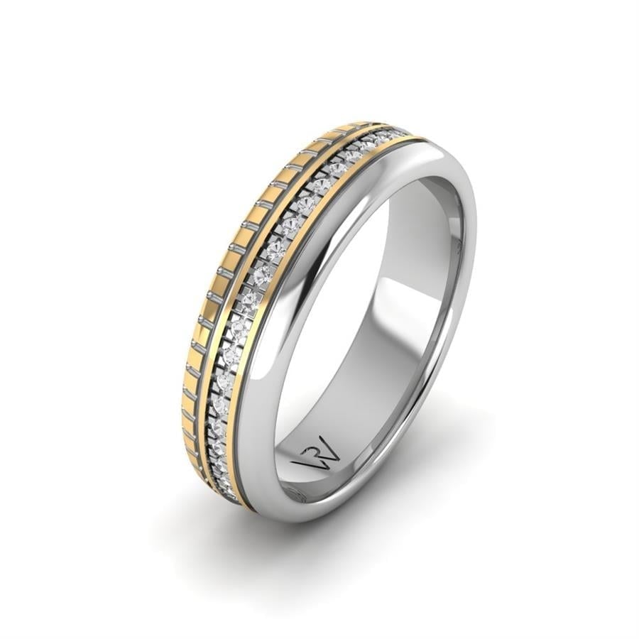 Alliances avec pierres femme Alluring World Or Jaune Et Blanc