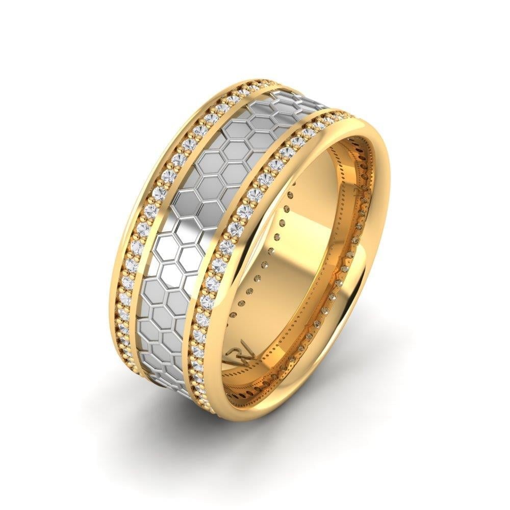 Alliances avec pierres femme Blissspin Or Jaune et Blanc Oxyde de Zirconium