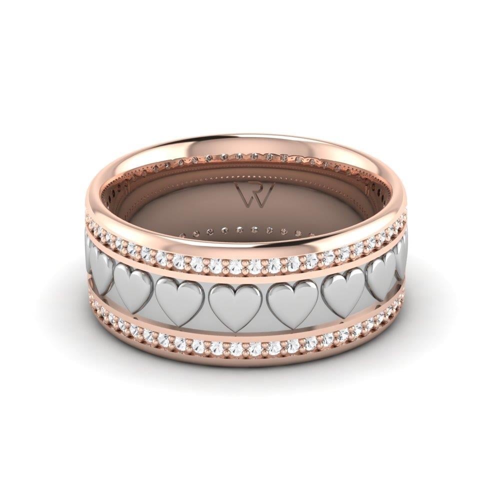 Alliances avec pierres femme Enlovant Or Rose et Blanc Oxyde de Zirconium