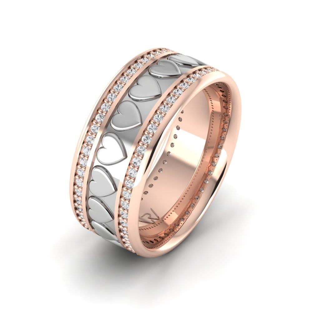 Alliances avec pierres femme Enlovant Or Rose et Blanc Oxyde de Zirconium