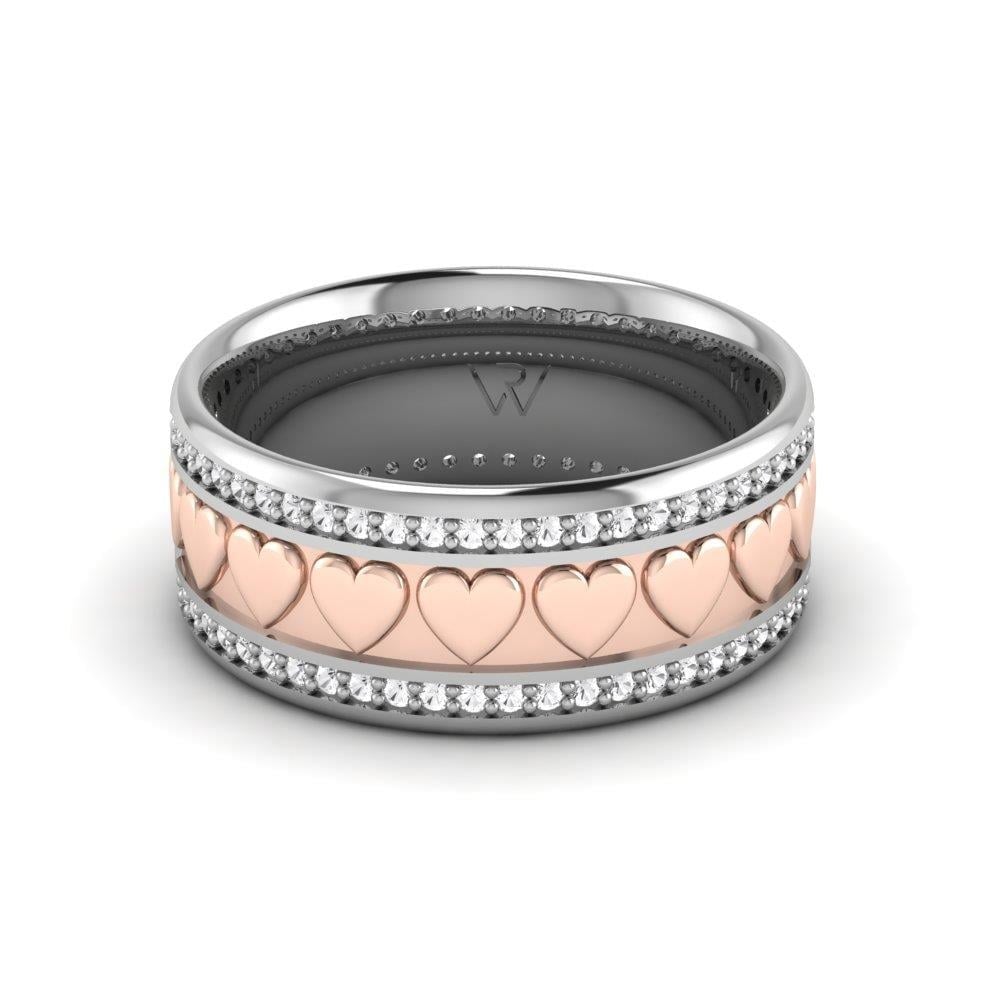 Alliances avec pierres femme Enlovant Or Blanc et Rose Oxyde de Zirconium