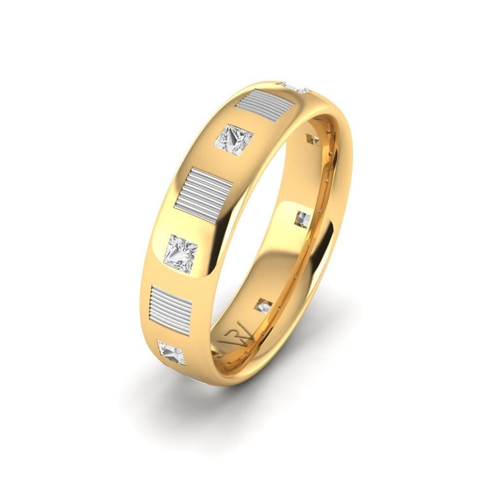Alliances avec pierres femme EverLasting Or Jaune et Blanc Oxyde de Zirconium