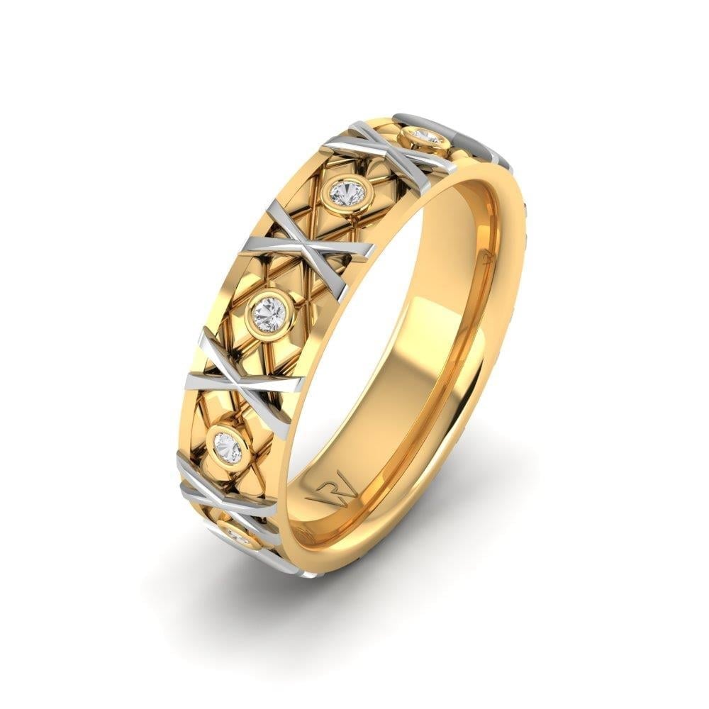Alliances avec pierres femme Forevera Or Jaune et Blanc Oxyde de Zirconium