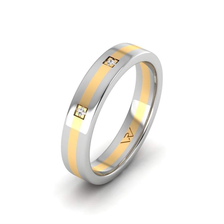 Alliances avec pierres femme Natural Alluring Or Jaune Et Blanc
