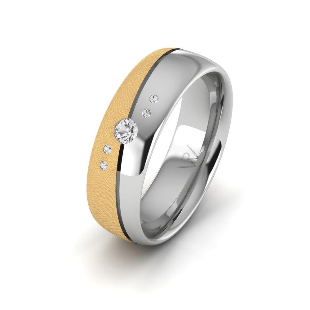 Alliances avec pierres femme PureAffection Or Jaune et Blanc Oxyde de Zirconium