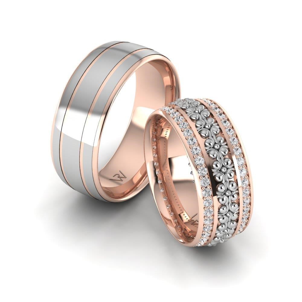 Alliances avec pierres RadiantPromise Or Rose et Blanc Oxyde de Zirconium