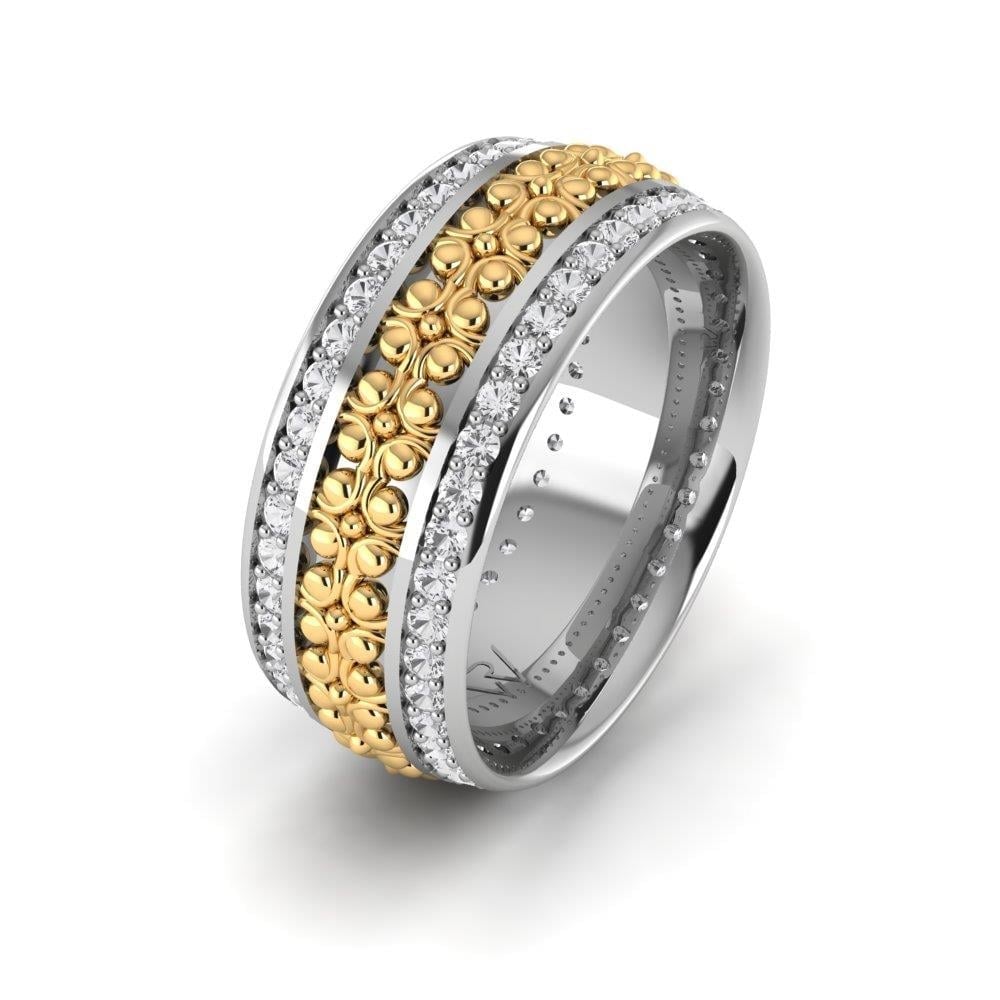 Alliances avec pierres RadiantPromise Or Blanc et Jaune Oxyde de Zirconium