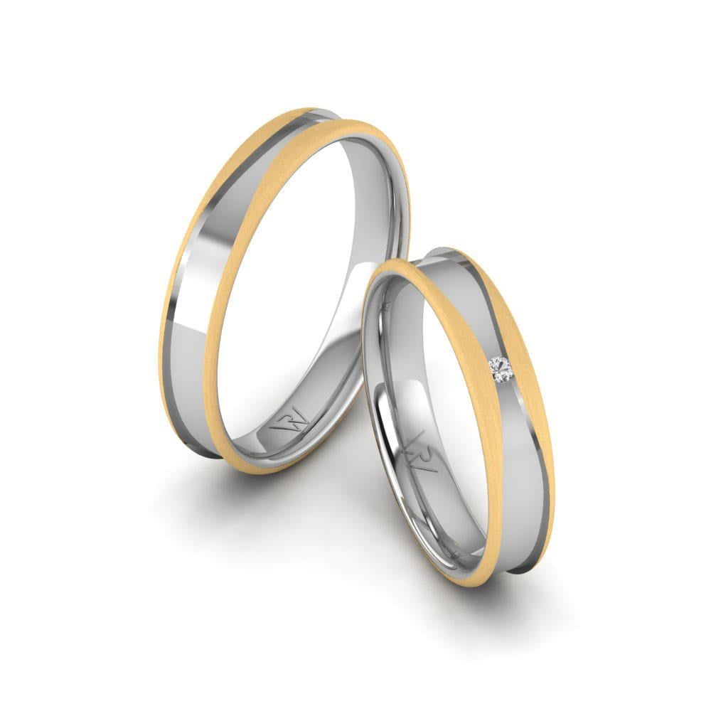 Alliances avec pierres Shimmerix Or Jaune et Blanc Oxyde de Zirconium
