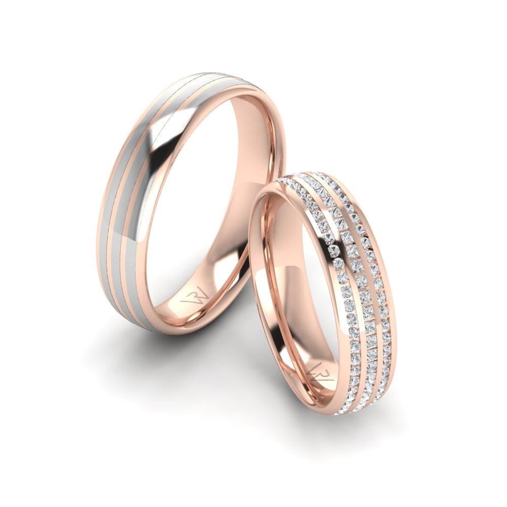 Alliances avec pierres Symbliss Or Rose et Blanc Oxyde de Zirconium