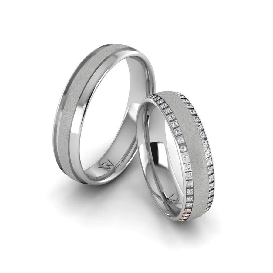 Alliances Couple en Platine Alygance Oxyde de Zirconium