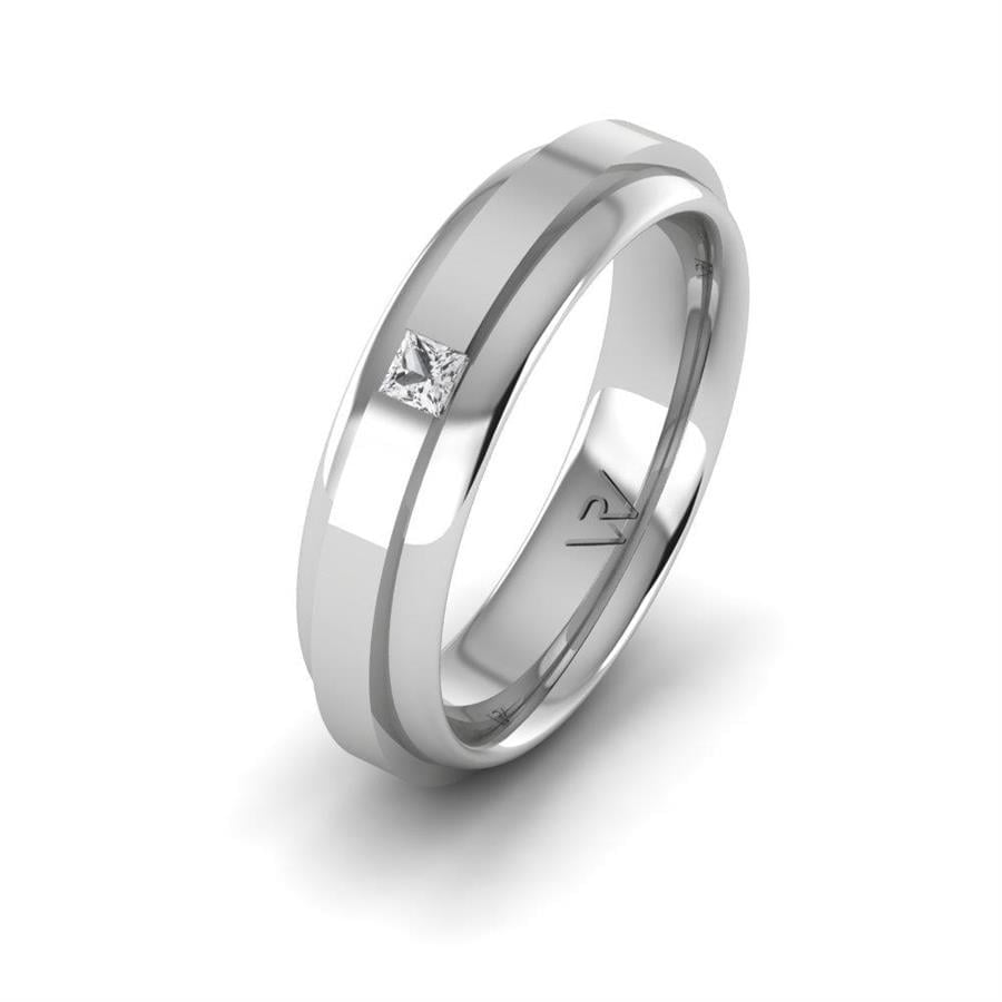 Alliances Couple en Platine EterniGem Oxyde de Zirconium