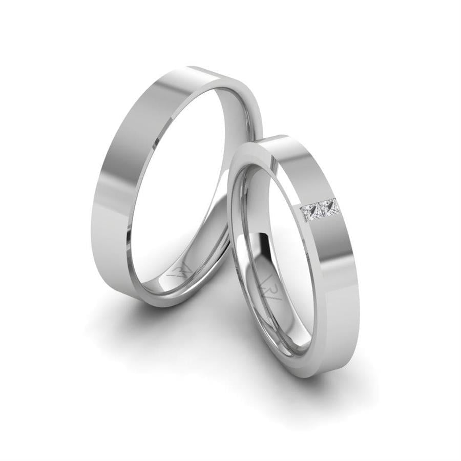 Alliances Couple en Platine Loveblaze Oxyde de Zirconium