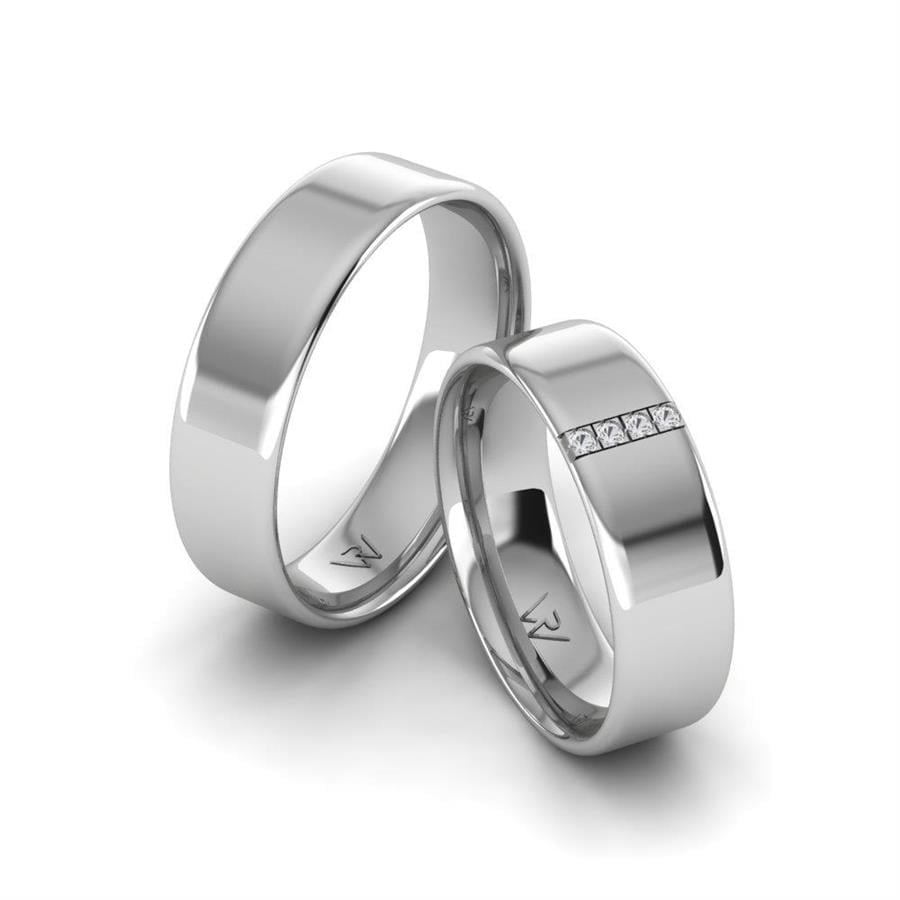 Alliances Couple en Platine LoveLink Oxyde de Zirconium