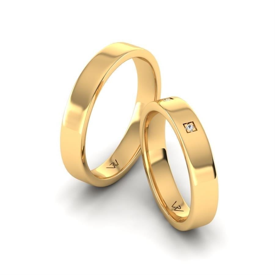 Alliances en Argent Plaqué Or jaune couple Natural Alluring