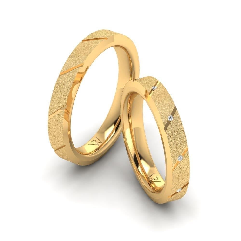 Alliances en Argent Plaqué Or jaune couple Enchantedcircle Oxyde de Zirconium