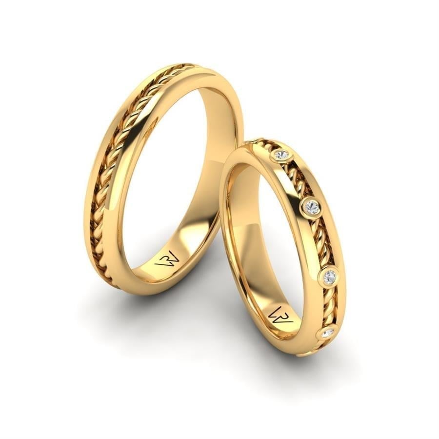 Alliances en Argent Plaqué Or jaune couple Chant