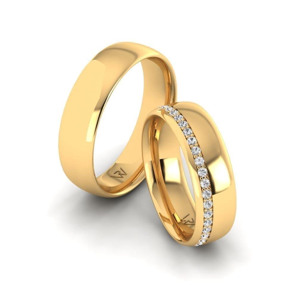 Alliances en Argent Plaqué Or jaune couple Unityband Oxyde de Zirconium