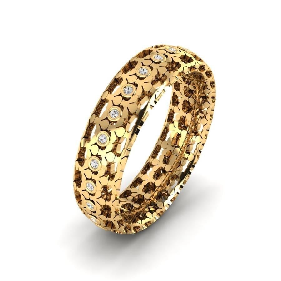 Alliances en Argent Plaqué Or jaune Femme Fleurique