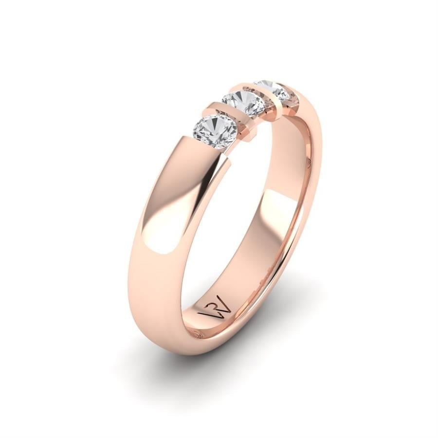 Alliances en Argent Plaqué Or Rose couple Rubis