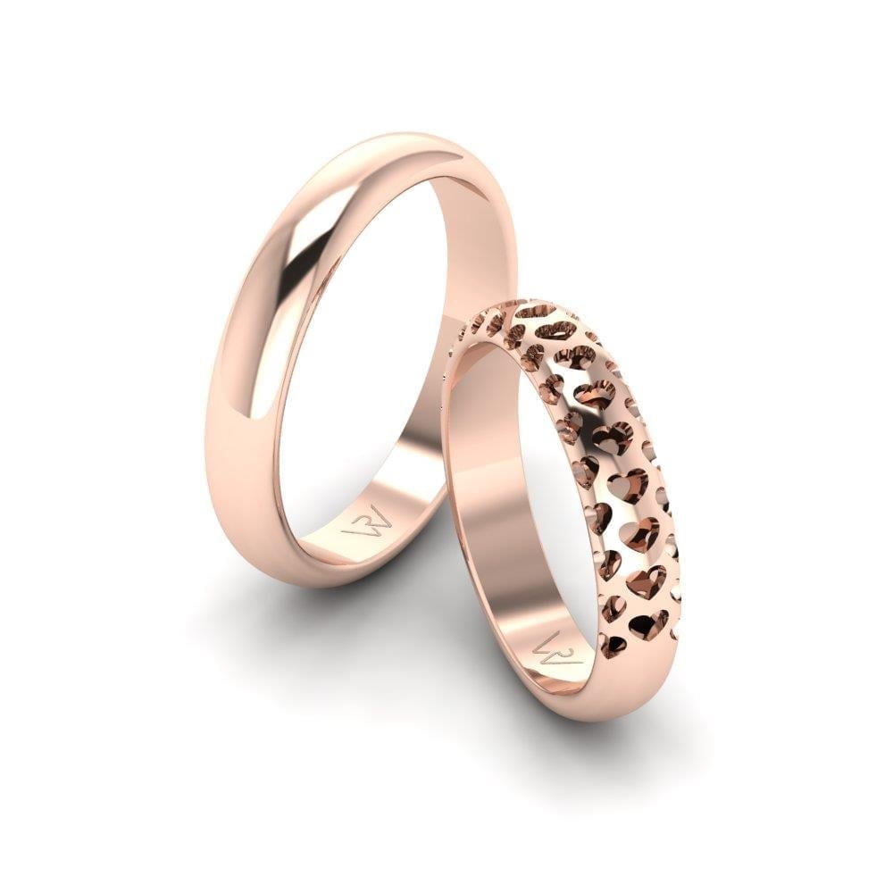 Alliances en Argent Plaqué Or Rose couple Bonheur