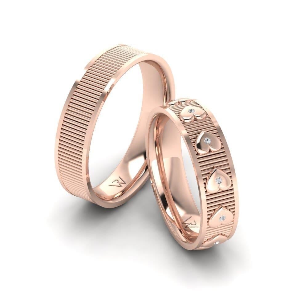 Alliances en Argent Plaqué Or Rose couple Radiave Oxyde de Zirconium