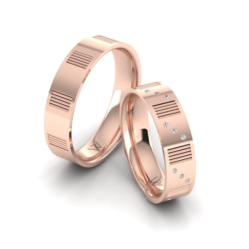 Alliances en Argent Plaqué Or Rose couple Endura Oxyde de Zirconium