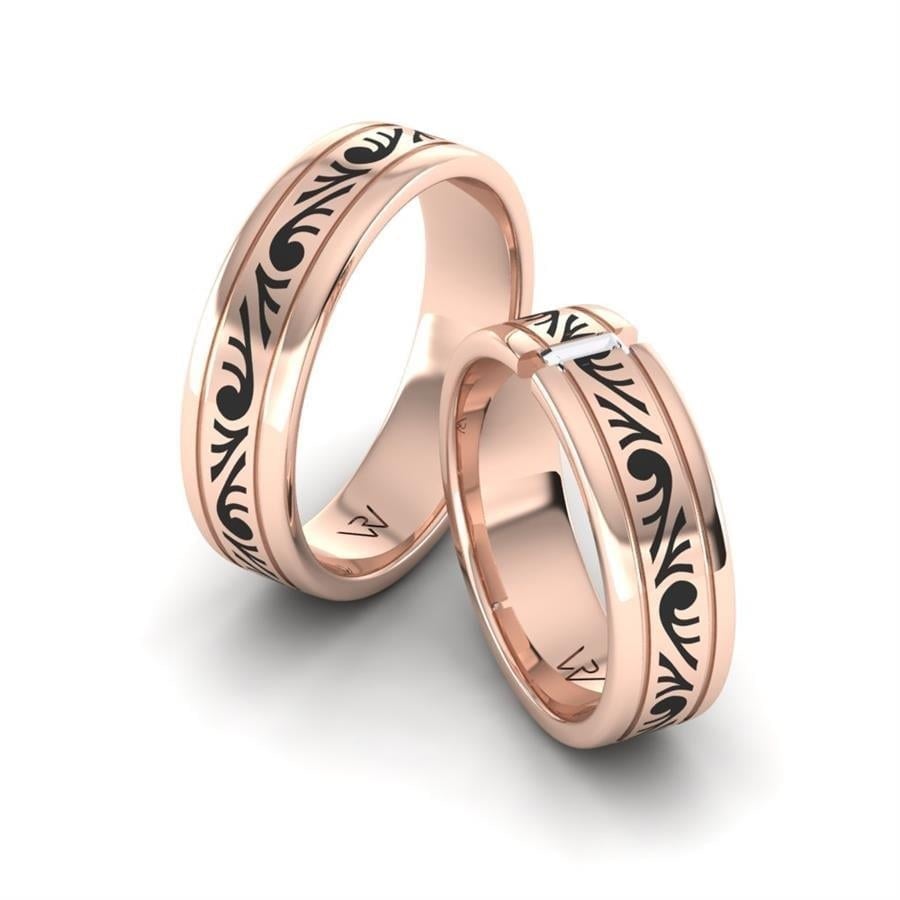 Alliances en Argent Plaqué Or Rose couple C Momy