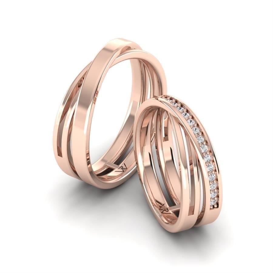 Alliances en Argent Plaqué Or Rose couple Cersei