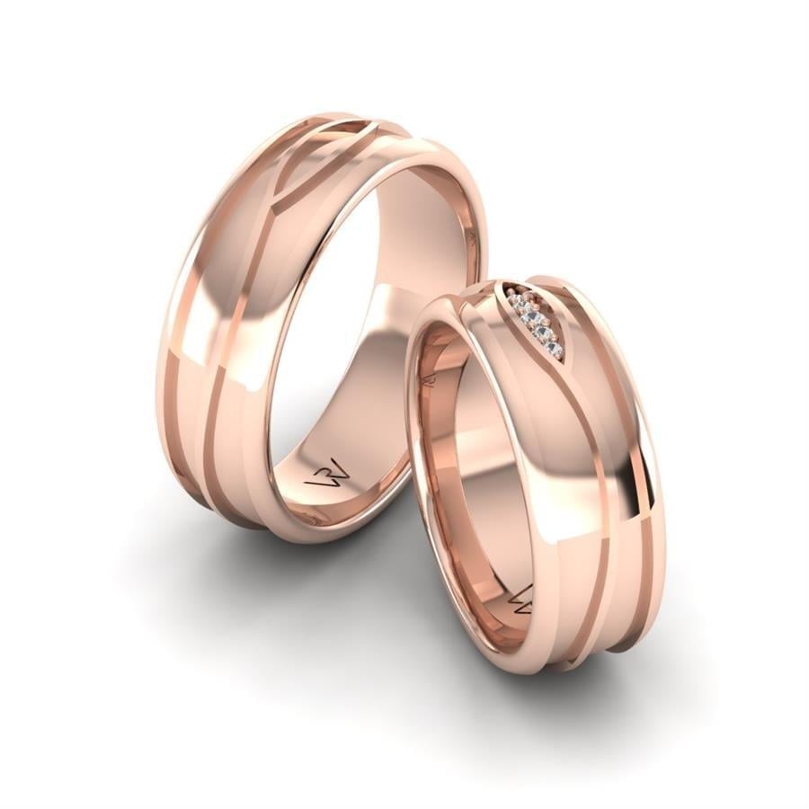 Alliances en Argent Plaqué Or Rose couple Darkstars