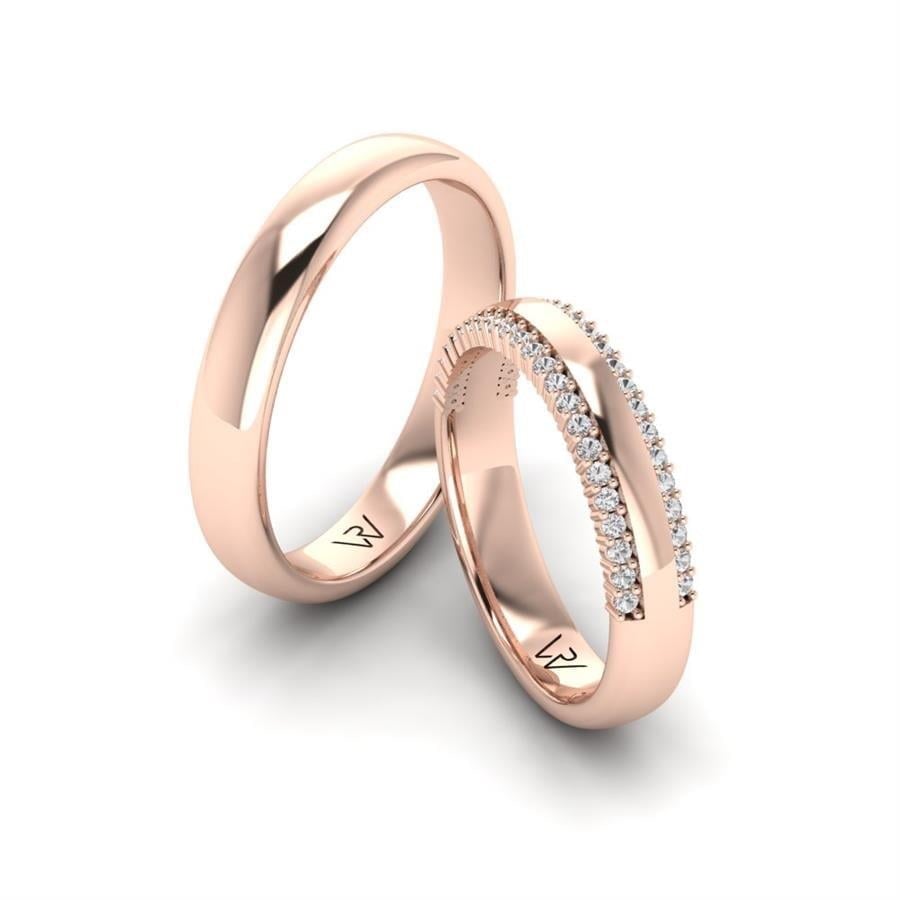 Alliances en Argent Plaqué Or Rose couple ÉClat