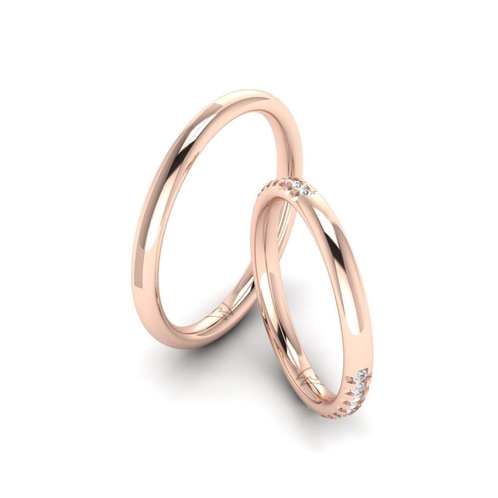 Alliances en Argent Plaqué Or Rose couple Joyfulbloom Oxyde de Zirconium