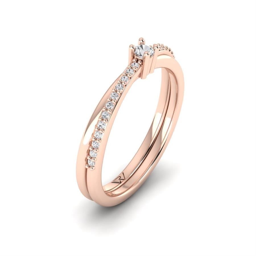 Alliances en Argent Plaqué Or Rose couple Adriana