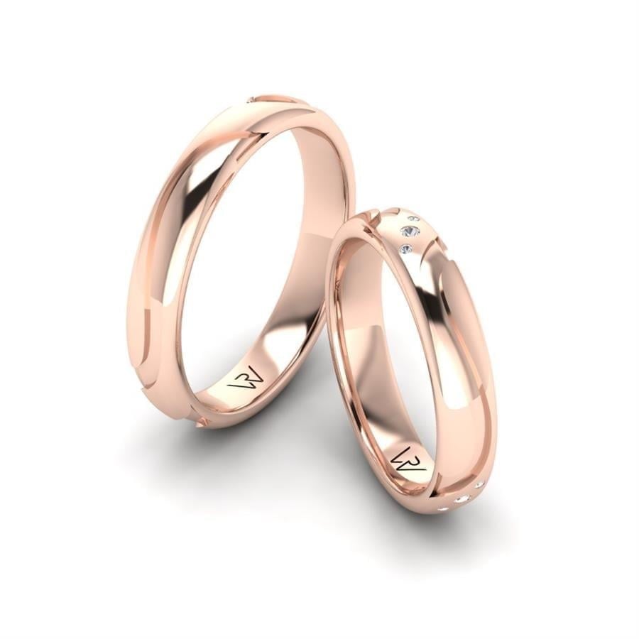 Alliances en Argent Plaqué Or Rose couple Brise